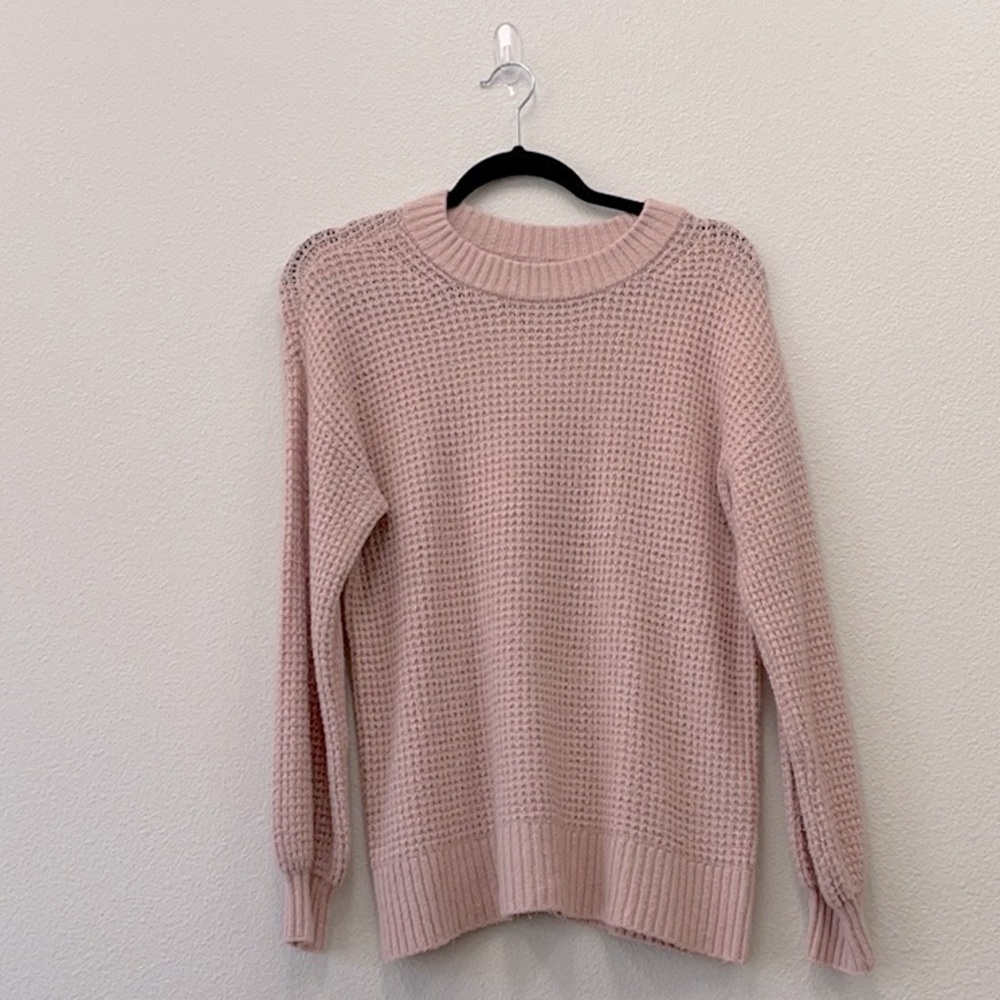 American Eagle Pink Cloudspun Waffle Sweater